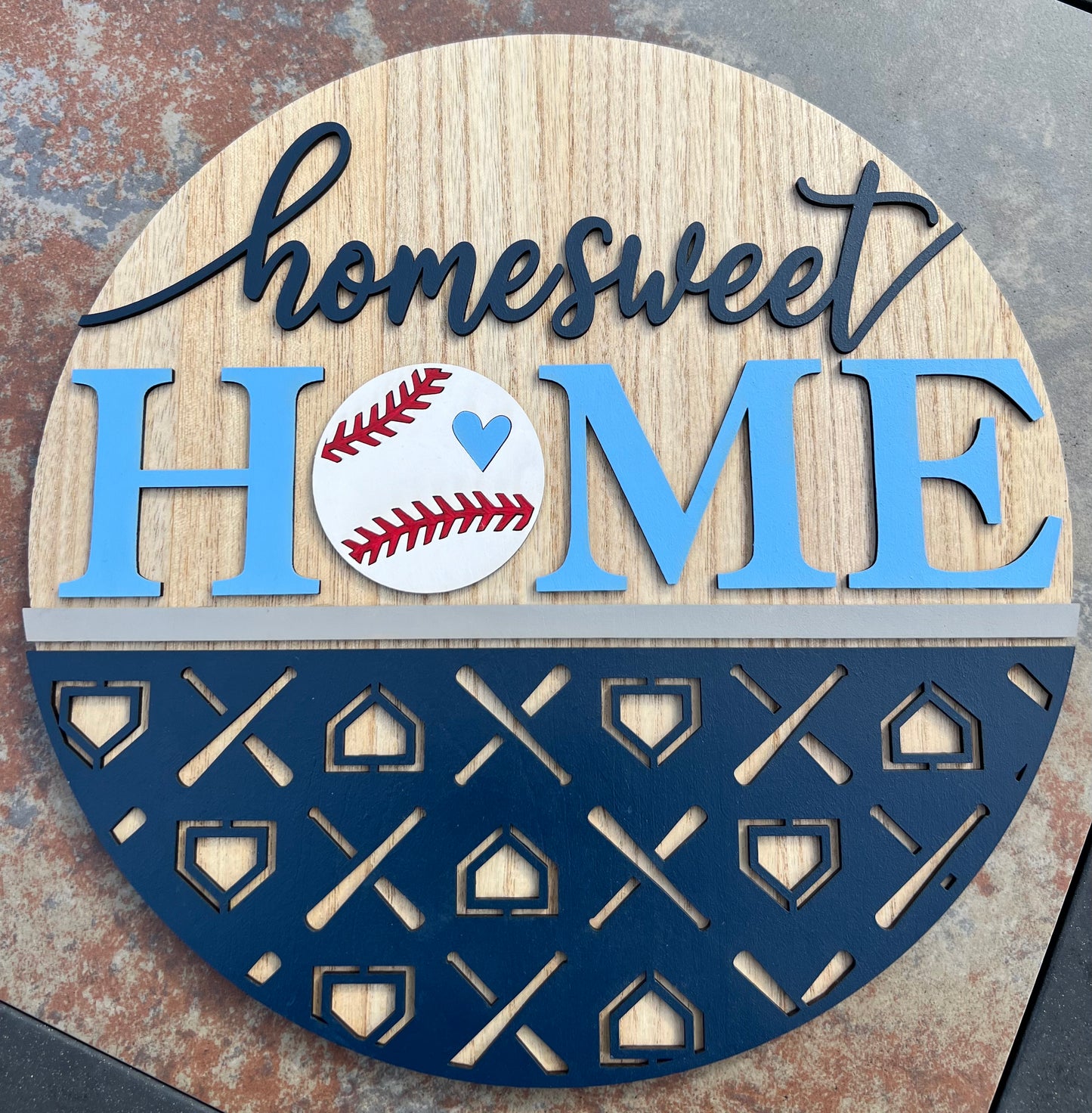 Home Sweet Home Baseball themed 12" sign, Frankfort themed colors