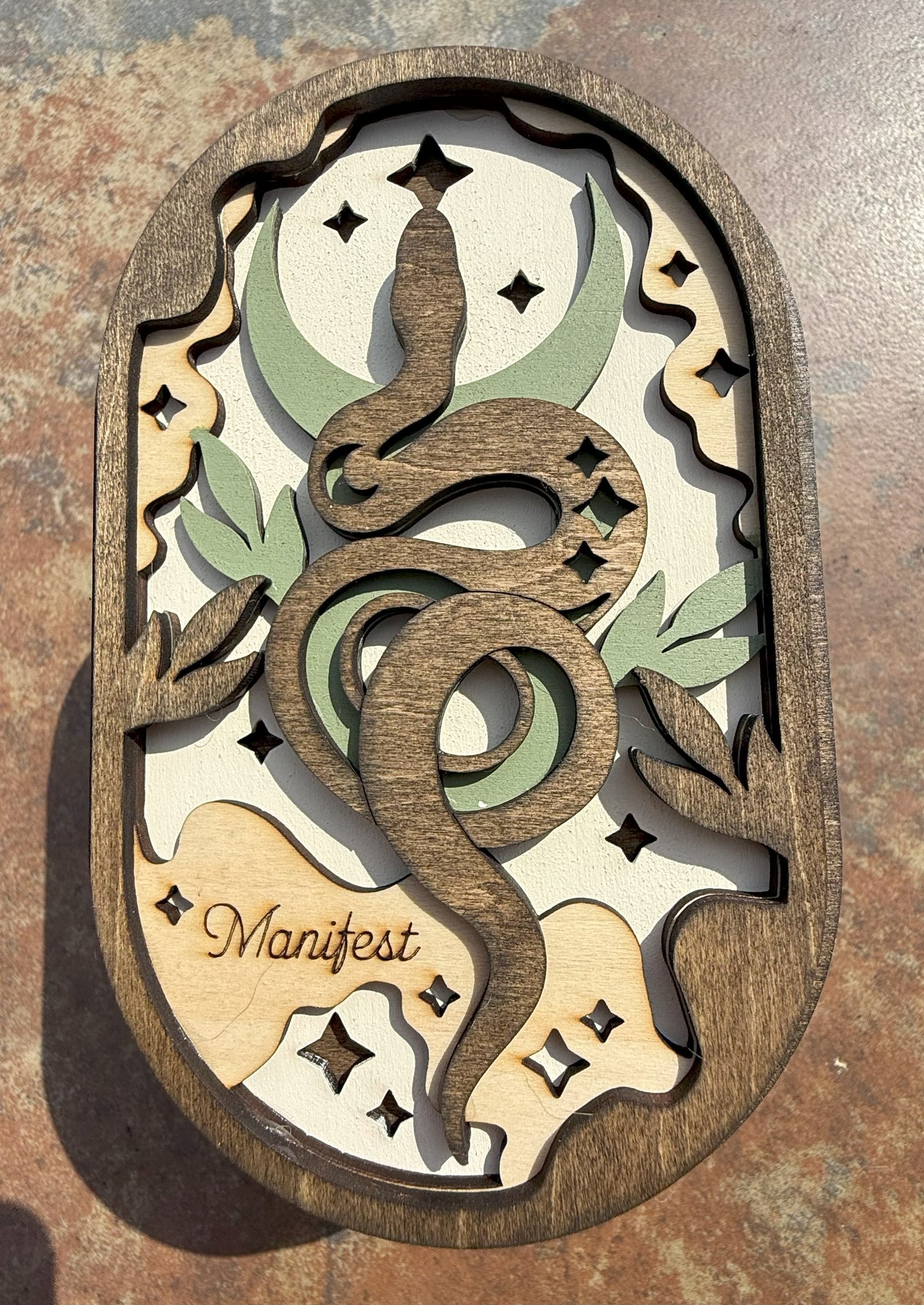 Snake Wooden Oval Trinket Box