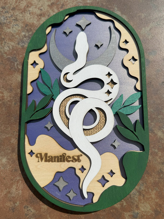 Snake Oval Wood Art