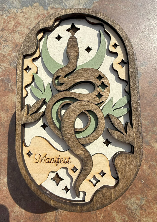 Snake Wooden Oval Trinket Box